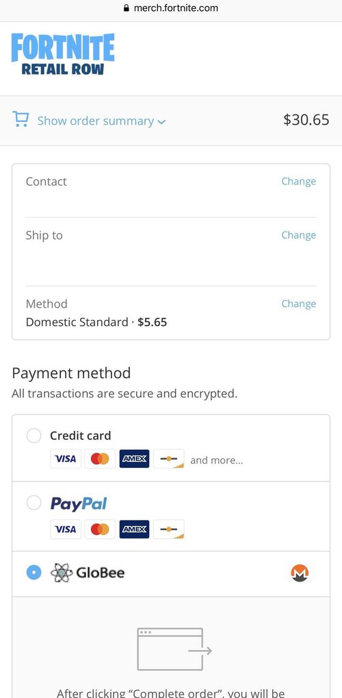 Fornite Merch Store Accepts Monero